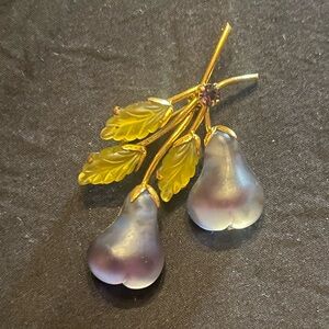 Vintage Gold and Purple Pear Brooch Austria